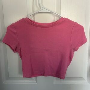 Garage Pink Ribbed Crop Top